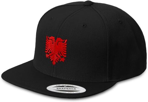 قبعة Snapback مخصصة للرجال قبعات مسطحة ذات حافة مسطحة مطرزة بالنسر الألباني قبعة أكريليك in Saudi Arabia
