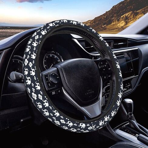 Elephants Clouds Car Steering Wheel Cover Auto Steering Wheel Protector Anti-Slip Elasticity and Breathable Car Accessories Universal 15 Inch for Cars SUV Sedan Vans Trucks in Saudi Arabia