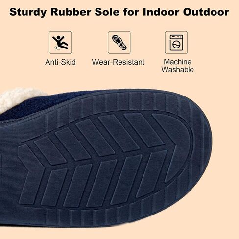 LongBay Women's Moccasin Slippers Faux Wool Felt Slip-On Bedroom Clog Comfy Memory Foam Indoor Outdoor House Shoes with Fuzzy Collar Burgundy 7-8 in Kuwait