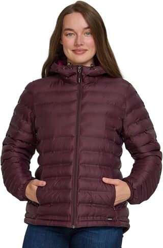 سترة منتفخة للنساء من Gerry قابلة للتعبئة مع غطاء للرأس - معطف منتفخ للنساء خفيف الوزن ودافئ للسفر بسحاب كامل ومبطن لفصل الشتاء in Kuwait