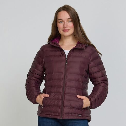 سترة منتفخة للنساء من Gerry قابلة للتعبئة مع غطاء للرأس - معطف منتفخ للنساء خفيف الوزن ودافئ للسفر بسحاب كامل ومبطن لفصل الشتاء in Kuwait