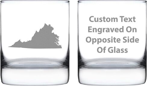 Virginia State Outline Whiskey Rocks Glass - State Themed Drinking Decor and Gifts for Virginian Women & Men - 10.25 Oz Whisky Tumbler Glasses in Saudi Arabia