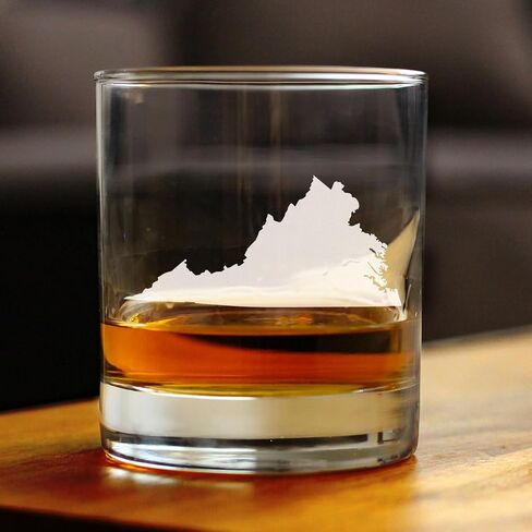 Virginia State Outline Whiskey Rocks Glass - State Themed Drinking Decor and Gifts for Virginian Women & Men - 10.25 Oz Whisky Tumbler Glasses in Saudi Arabia