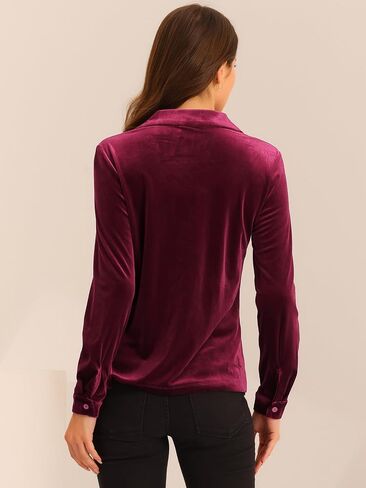 Allegra K Velvet Blouse for Women's Collared Long Sleeve Halloween Button Down Shirt Top in Saudi Arabia