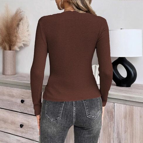 Sweaters for Women Fall Trendy Long Sleeve Shirts Casual Slim Fit Knit Pullover Sweater Top in Saudi Arabia