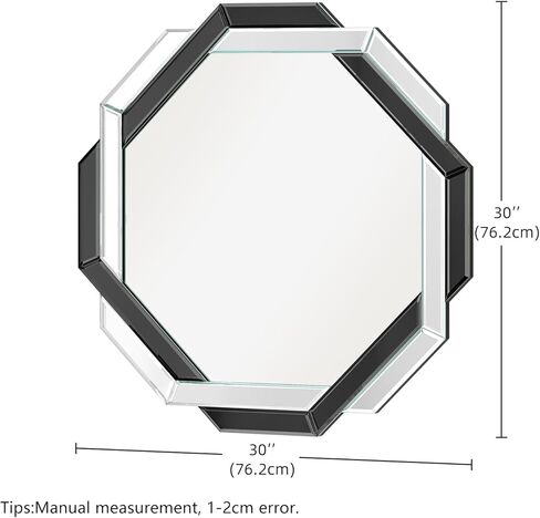 مرآة حمام - 30 بوصة × 30 بوصة مرايا حائط مزخرفة باللون الأسود، مرآة بدون إطار بحافة مشطوفة للجدار وغرفة المعيشة وغرفة الزينة وغرفة النوم والمدخل in Kuwait