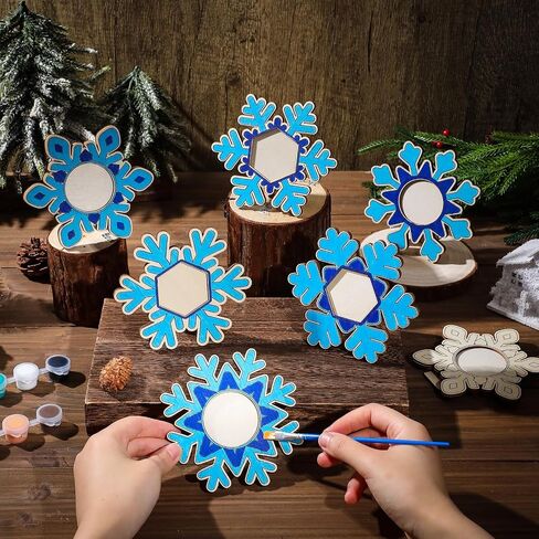 Vercraft 24 Sets Wood Christmas Picture Frame Craft for Kids Color Your Own Wooden Christmas Craft Kit Christmas Themed Coloring Picture Frame for Xmas Gift Holiday Tabletop Home Decorations in Kuwait