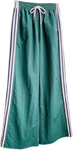 GORGLITTER المرأة فضفاض واسعة الساق السراويل الترنك Y2k الجانب مخطط اللون كتلة الرباط بنطلون أسفل العرق السراويل in Kuwait