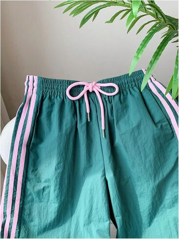 GORGLITTER المرأة فضفاض واسعة الساق السراويل الترنك Y2k الجانب مخطط اللون كتلة الرباط بنطلون أسفل العرق السراويل in Kuwait