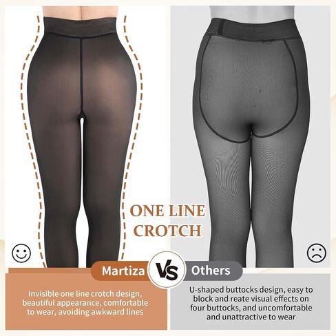MARTIZA Fleece Lined Tights for Women,Fake Translucent Winter Thermal Pantyhose, Warm Thick High Waist Leggings in Saudi Arabia