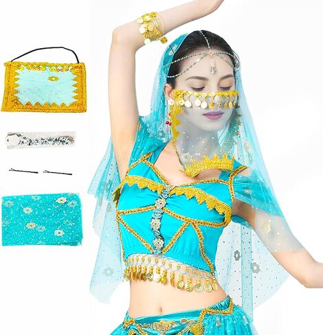 Wuchieal Women's Belly Dance Tribal Face Veil With Halloween Costume Accessory Cosplay Veil in Kuwait