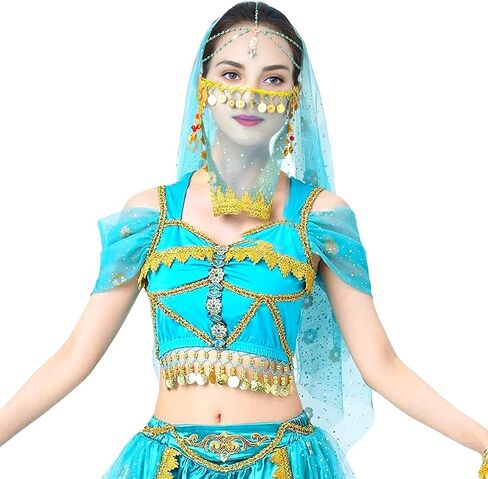 Wuchieal Women's Belly Dance Tribal Face Veil With Halloween Costume Accessory Cosplay Veil in Kuwait