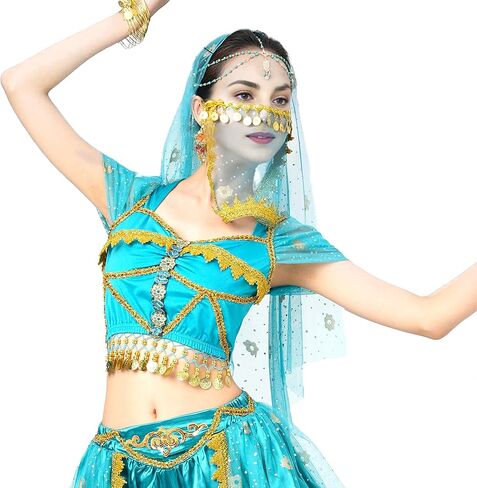 Wuchieal Women's Belly Dance Tribal Face Veil With Halloween Costume Accessory Cosplay Veil in Kuwait