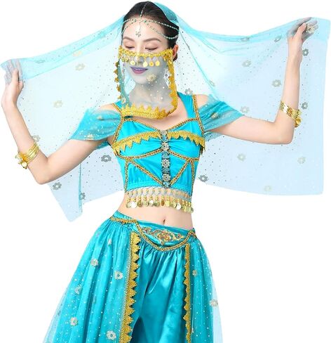 Wuchieal Women's Belly Dance Tribal Face Veil With Halloween Costume Accessory Cosplay Veil in Kuwait