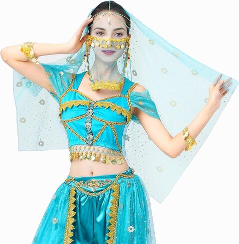 Wuchieal Women's Belly Dance Tribal Face Veil With Halloween Costume Accessory Cosplay Veil in Kuwait