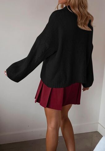 Women's Cable Knit Sweater Pullovers Crewneck Long Sleeve Oversized Y2k Vintage Fall Winter Cozy Chunky Sweaters in Saudi Arabia