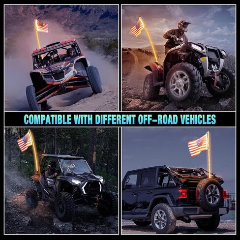 3FT سوط ضوء، 2025 ترقية COB سوط ضوء، واحد برتقالي اللون هوائي السياط يصلح ل UTV ATV Polaris RZR SXS Can-Am in Kuwait