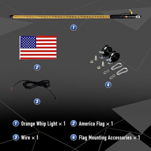 3FT سوط ضوء، 2025 ترقية COB سوط ضوء، واحد برتقالي اللون هوائي السياط يصلح ل UTV ATV Polaris RZR SXS Can-Am in Kuwait