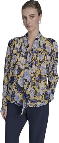 Tommy Hilfiger Women's Long Sleeve Tie Neck Pleated Blouse in Saudi Arabia