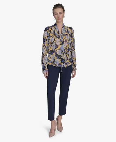 Tommy Hilfiger Women's Long Sleeve Tie Neck Pleated Blouse in Saudi Arabia
