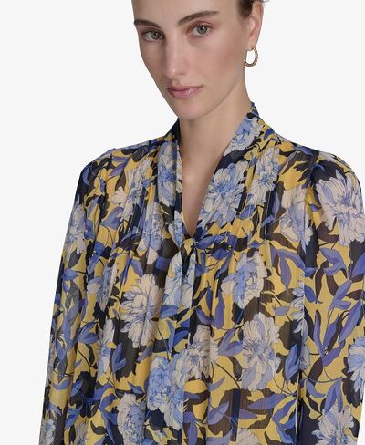 Tommy Hilfiger Women's Long Sleeve Tie Neck Pleated Blouse in Saudi Arabia
