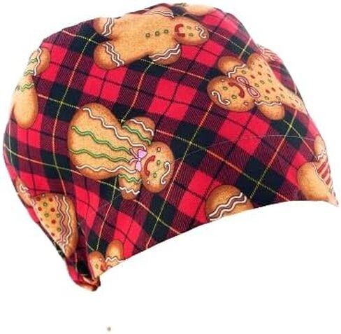 European Style Scrub Cap - No Ribbon – Gingerbread Christmas Cookies - Scrub Hat for Women & Men tie Back | Working Cap with Holder. Scrub Hats for Women, Nurses Hats | Dr. Hats in Saudi Arabia