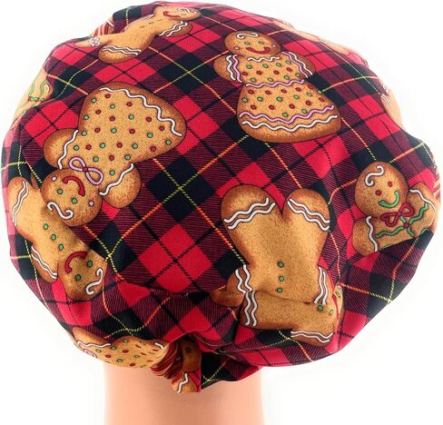 European Style Scrub Cap - No Ribbon – Gingerbread Christmas Cookies - Scrub Hat for Women & Men tie Back | Working Cap with Holder. Scrub Hats for Women, Nurses Hats | Dr. Hats in Saudi Arabia