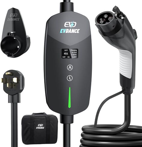 EV Charger Level 2 (40Amp, 240V, 9.6KW, NEMA 14-50P), Portable Electric Car Charger with 25FT Cable Current Adjustable/Reservation Charging Function for SAE-J1772 Electric Vehicles in Kuwait