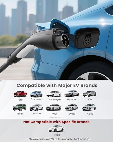 EV Charger Level 2 (40Amp, 240V, 9.6KW, NEMA 14-50P), Portable Electric Car Charger with 25FT Cable Current Adjustable/Reservation Charging Function for SAE-J1772 Electric Vehicles in Kuwait