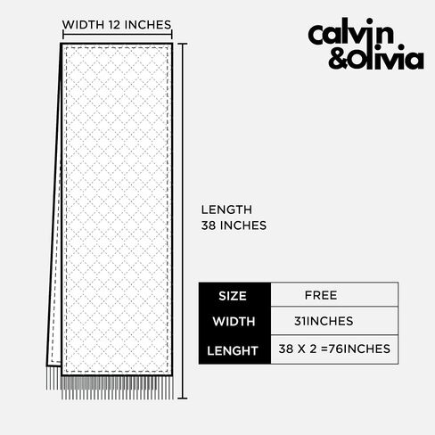 CALVIN & OLIVIA Ultra-Soft Winter Cashmere Feel Scarf Solid Color Warm Long Unisex Winter Scarves Perfect Holiday Gift for Women Men Beige in Saudi Arabia