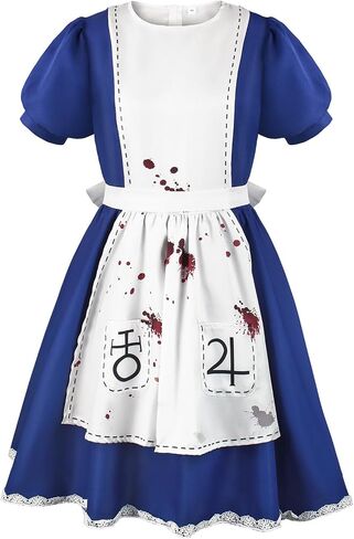 Women's Lolita Maid Cosplay Costume Dress Bloody Apron Halloween Scary Costume in Saudi Arabia