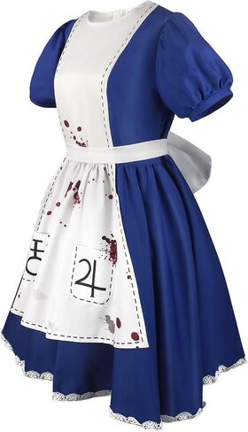 Women's Lolita Maid Cosplay Costume Dress Bloody Apron Halloween Scary Costume in Saudi Arabia