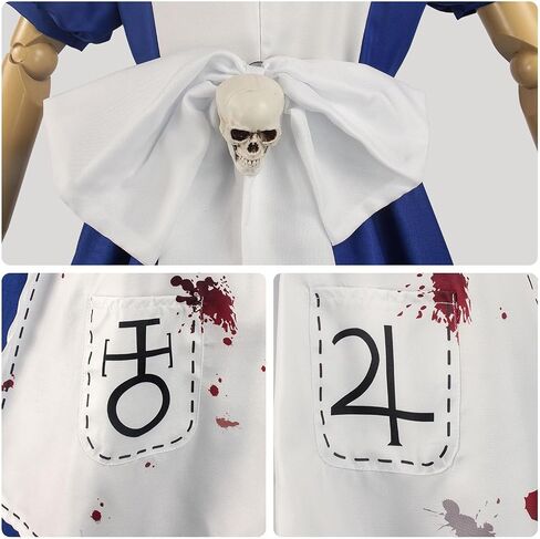 Women's Lolita Maid Cosplay Costume Dress Bloody Apron Halloween Scary Costume in Saudi Arabia
