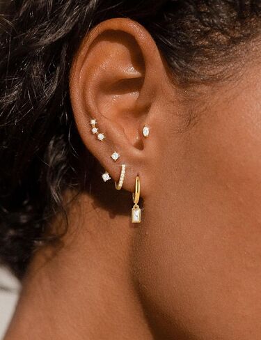 5 Pairs Gold Hoop Earrings 925 Sterling Silver 14K Gold Plated Stud Earrings for Women Hypoallergenic Cartilage Earrings Set for Multiple Piercing Small Huggie Dangle Earring Stack Jewelry Gift in Kuwait