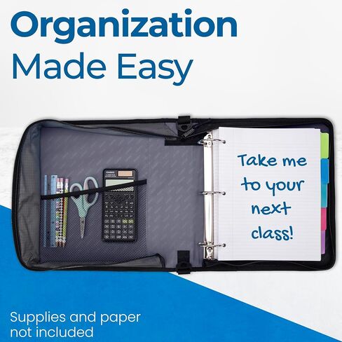 Case-it Iridescent Go Tab Zipper, 2" O-Ring with Removeable 5-Color tabbes, Expanding File Folder and Shoulder Strap and Handle, PS-440-VC, Iridescent in Kuwait