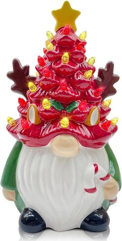 Ceramic Christmas Tree Decorations, Christmas Gnomes Decorations Indoor, Small Christmas Tree with Lights, Mini Christmas Tree, Ceramic Winter Holidays Table Decor in Saudi Arabia