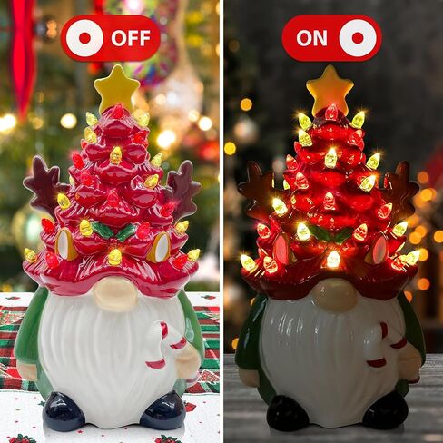 Ceramic Christmas Tree Decorations, Christmas Gnomes Decorations Indoor, Small Christmas Tree with Lights, Mini Christmas Tree, Ceramic Winter Holidays Table Decor in Saudi Arabia