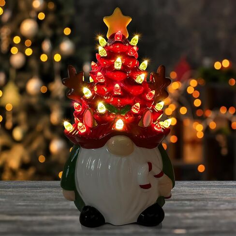 Ceramic Christmas Tree Decorations, Christmas Gnomes Decorations Indoor, Small Christmas Tree with Lights, Mini Christmas Tree, Ceramic Winter Holidays Table Decor in Saudi Arabia