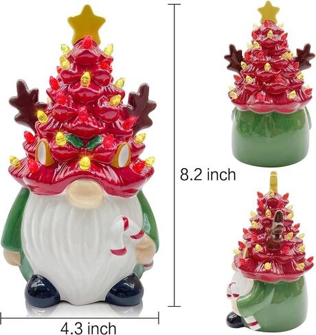 Ceramic Christmas Tree Decorations, Christmas Gnomes Decorations Indoor, Small Christmas Tree with Lights, Mini Christmas Tree, Ceramic Winter Holidays Table Decor in Saudi Arabia