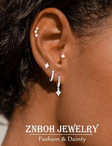 5 Pairs Gold Hoop Earrings 925 Sterling Silver 14K Gold Plated Stud Earrings for Women Hypoallergenic Cartilage Earrings Set for Multiple Piercing Small Huggie Dangle Earring Stack Jewelry Gift in Kuwait