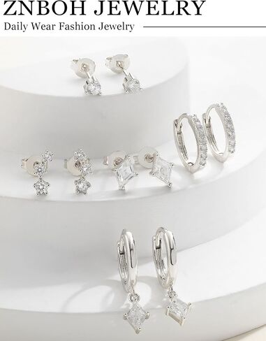 5 Pairs Gold Hoop Earrings 925 Sterling Silver 14K Gold Plated Stud Earrings for Women Hypoallergenic Cartilage Earrings Set for Multiple Piercing Small Huggie Dangle Earring Stack Jewelry Gift in Kuwait
