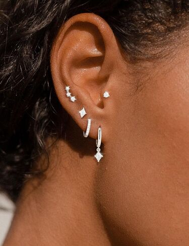 5 Pairs Gold Hoop Earrings 925 Sterling Silver 14K Gold Plated Stud Earrings for Women Hypoallergenic Cartilage Earrings Set for Multiple Piercing Small Huggie Dangle Earring Stack Jewelry Gift in Kuwait