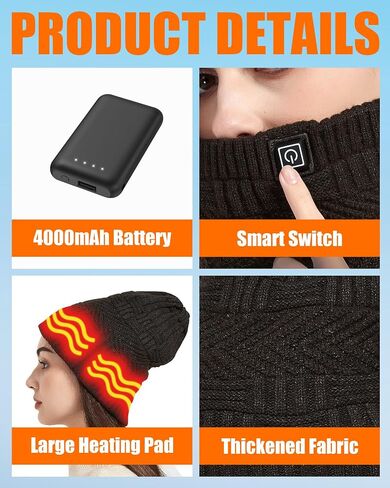 Heated Neck Warmer - Men and Women Neck Warmer Scarf, 4000mAh Battery Pack, 3 Temperature Control in Kuwait