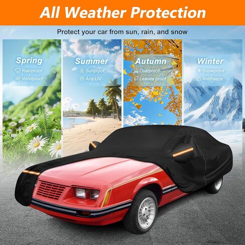 Car Cover for Toyota Corolla 1966-1981 E10-E60,1981-1987 Pontiac T1000 Waterproof 420D Oxford Cloth and Cotton Cover Outdoor Full Car Covers with Zipper Windproof Heavy Duty All Weather Protection in Kuwait