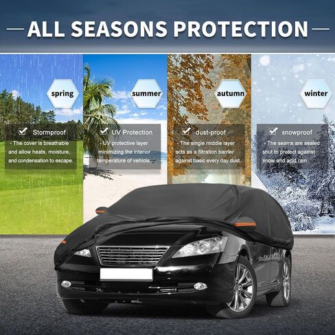 X AUTOHAUX Car Cover Outdoor Waterproof Sun Rain Snow Hail Protection with Left Side Door Zipper 210D-PU for Lexus ES Sedan in Saudi Arabia
