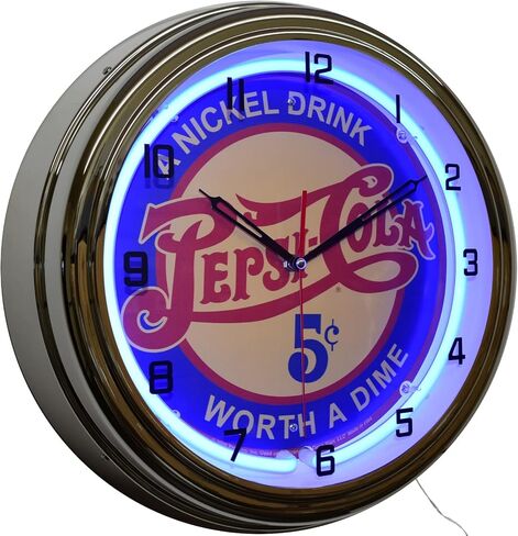 A Nickel Drink Worth A Dime Vintage Sign Neon Clock Home Kitchen Decor (16" Blue) in Saudi Arabia