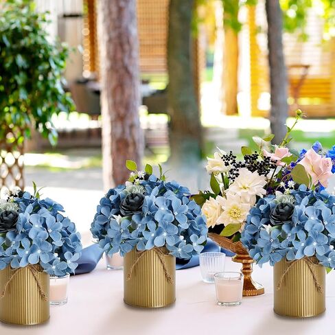 ديكور مزهرية مزرعة عالية، مزهرية زهرة ريفية مقاس 11.43 سم × 10.16 سم مع قوس خيوط 12 قطعة من دلاء معدنية مجلفنة من القصدير للزهور الاصطناعية قطعة مركزية لطاولة الزفاف وخطوبة المنزل (أبيض) in Kuwait