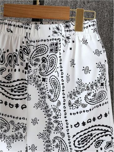 Boy's 2 Piece Clothing Set Paisley Short Sleeve Button Up Shirts and Elastic Waist Beach Shorts in Saudi Arabia