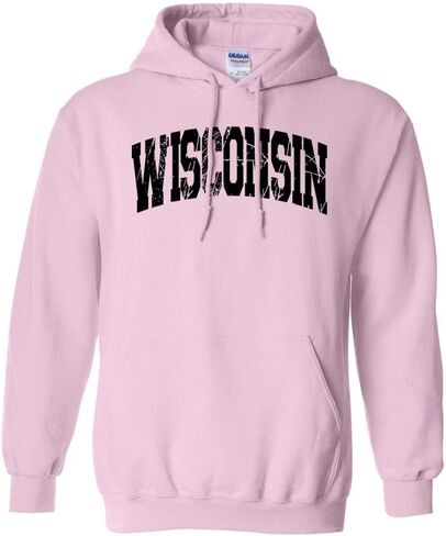 Distressed Wisconsin Collegiate Hoodie Sweatshirt Unisex in Saudi Arabia