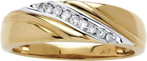 خاتم PalmBeach للرجال من الذهب الأصفر عيار 10 قيراط دائري من الألماس الأصلي (1/7 قيراط، I Color، I3 Clarity) مقاسات 9-13 in Kuwait